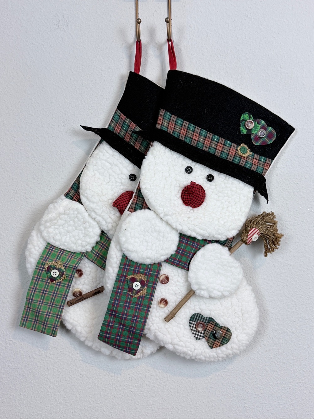 2 Plush Snowman Christmas Stockings
